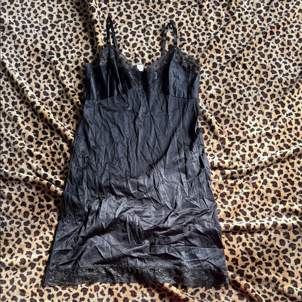 Elegant Black Satin Slip Dress